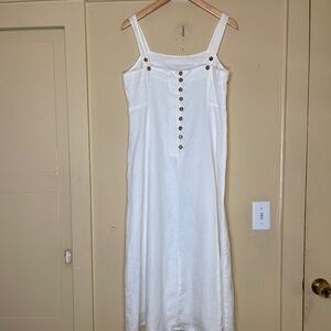 White Linen Sleeveless Dress